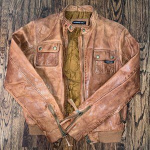 Authentic Tan Leather Members Only Jacket